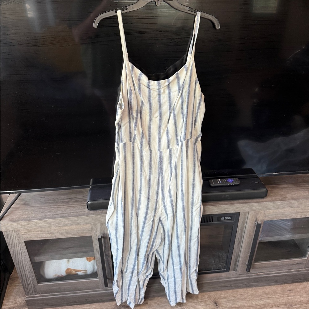 Old Navy Blue and White Striped Jumpsuit